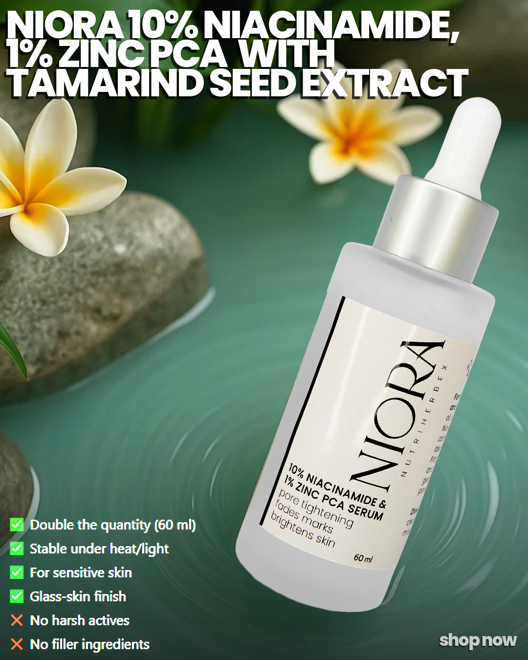 NIORA SERUM | 60 ml - 10% Niacinamide & 1% Zinc PCA