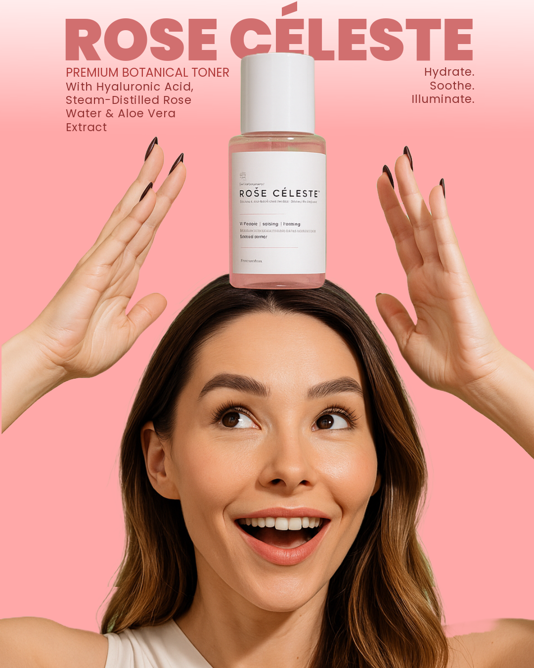 ROSE CÉLESTE TONER | Hyaluronic Acid, Rose Hydrosol & Aloe Vera Extract