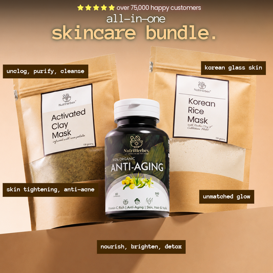SKIN CARE BUNDLE | Anti-Aging Supplement, Korean Rice Mask & Activated Clay Mask